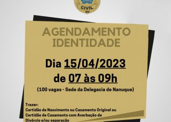Agendamento de Identidade 15/04/2023